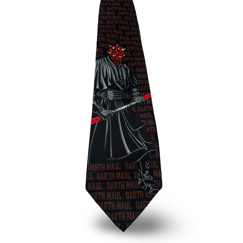 Star Wars Darth Maul Ralph Marlin Black Red Gray Graphic Silk Feel Necktie 4x56